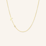 Asymmetrical Initial and Bezel Diamond Necklace - K