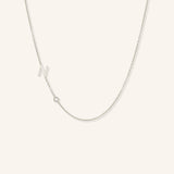 Asymmetrical Initial and Bezel Diamond Necklace - N