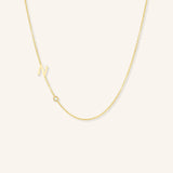 Asymmetrical Initial and Bezel Diamond Necklace - N