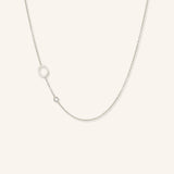 Asymmetrical Initial and Bezel Diamond Necklace - O