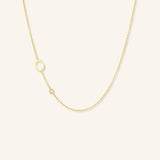 Asymmetrical Initial and Bezel Diamond Necklace - O