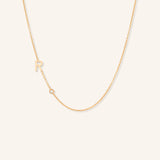Asymmetrical Initial and Bezel Diamond Necklace - R
