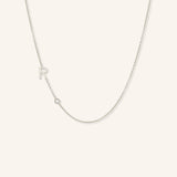 Asymmetrical Initial and Bezel Diamond Necklace - R