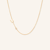 Asymmetrical Initial and Bezel Diamond Necklace - U