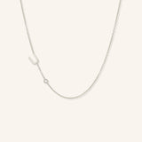 Asymmetrical Initial and Bezel Diamond Necklace - U