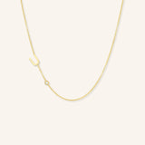 Asymmetrical Initial and Bezel Diamond Necklace - U