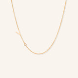 Asymmetrical Initial and Bezel Diamond Necklace - V