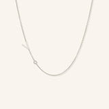 Asymmetrical Initial and Bezel Diamond Necklace - V