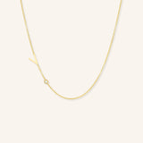 Asymmetrical Initial and Bezel Diamond Necklace - V