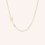 Asymmetrical Initial and Bezel Diamond Necklace - W
