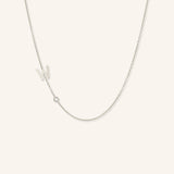 Asymmetrical Initial and Bezel Diamond Necklace - W