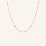 Asymmetrical Initial and Bezel Diamond Necklace - X