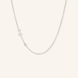 Asymmetrical Initial and Bezel Diamond Necklace - X