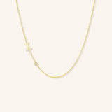 Asymmetrical Initial and Bezel Diamond Necklace - X