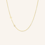 Asymmetrical Initial and Bezel Diamond Necklace - Y