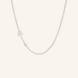 Asymmetrical Diamond Initial and Bezel Necklace - A