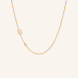 Asymmetrical Diamond Initial and Bezel Necklace - B