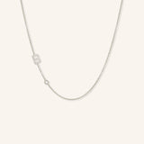Asymmetrical Diamond Initial and Bezel Necklace - B