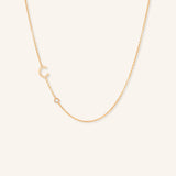Asymmetrical Diamond Initial and Bezel Necklace - C