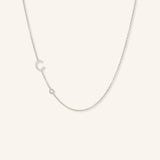 Asymmetrical Diamond Initial and Bezel Necklace - C