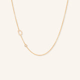 Asymmetrical Diamond Initial and Bezel Necklace - D