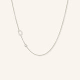 Asymmetrical Diamond Initial and Bezel Necklace - D