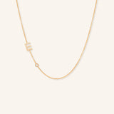 Asymmetrical Diamond Initial and Bezel Necklace - E