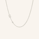 Asymmetrical Diamond Initial and Bezel Necklace - E