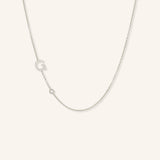 Asymmetrical Diamond Initial and Bezel Necklace - G