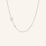 Asymmetrical Diamond Initial and Bezel Necklace - H