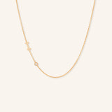 Asymmetrical Diamond Initial and Bezel Necklace - I