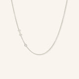 Asymmetrical Diamond Initial and Bezel Necklace - I