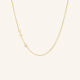 Asymmetrical Diamond Initial and Bezel Necklace - I