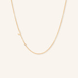 Asymmetrical Diamond Initial and Bezel Necklace - J