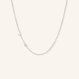 Asymmetrical Diamond Initial and Bezel Necklace - J