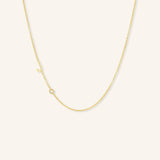 Asymmetrical Diamond Initial and Bezel Necklace - J