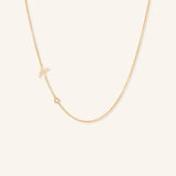 Asymmetrical Diamond Initial and Bezel Necklace - K
