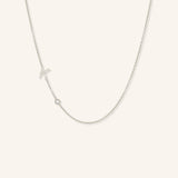 Asymmetrical Diamond Initial and Bezel Necklace - K