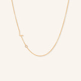 Asymmetrical Diamond Initial and Bezel Necklace - L
