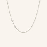 Asymmetrical Diamond Initial and Bezel Necklace - L