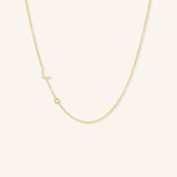 Asymmetrical Diamond Initial and Bezel Necklace - L