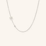 Asymmetrical Diamond Initial and Bezel Necklace - M