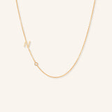 Asymmetrical Diamond Initial and Bezel Necklace - N