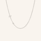 Asymmetrical Diamond Initial and Bezel Necklace - N