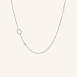 Asymmetrical Diamond Initial and Bezel Necklace - O