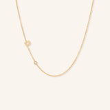 Asymmetrical Diamond Initial and Bezel Necklace - P
