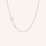 Asymmetrical Diamond Initial and Bezel Necklace - Q