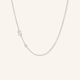 Asymmetrical Diamond Initial and Bezel Necklace - S