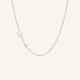 Asymmetrical Diamond Initial and Bezel Necklace - U