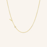 Asymmetrical Diamond Initial and Bezel Necklace - V